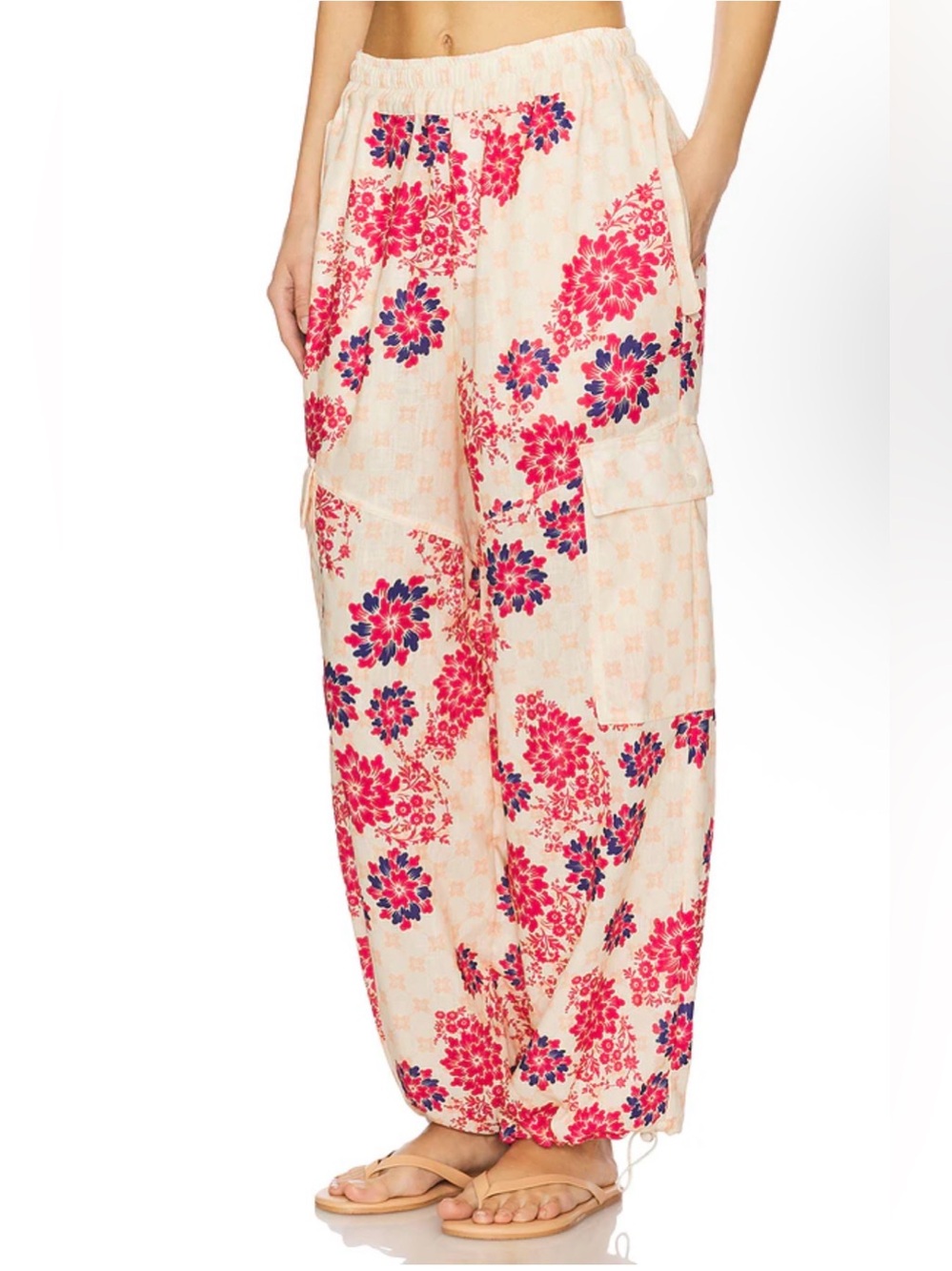 Agua Bendita x REVOLVE Oriana Linen Cargo Pants Nath Pink Floral M